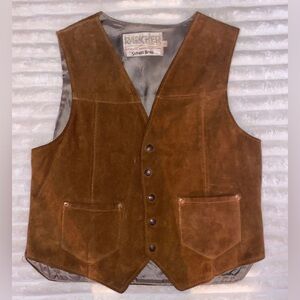 VTG Schott Leather Gilet Women’s Size Large 70s Suede Vest Rancher Brown…